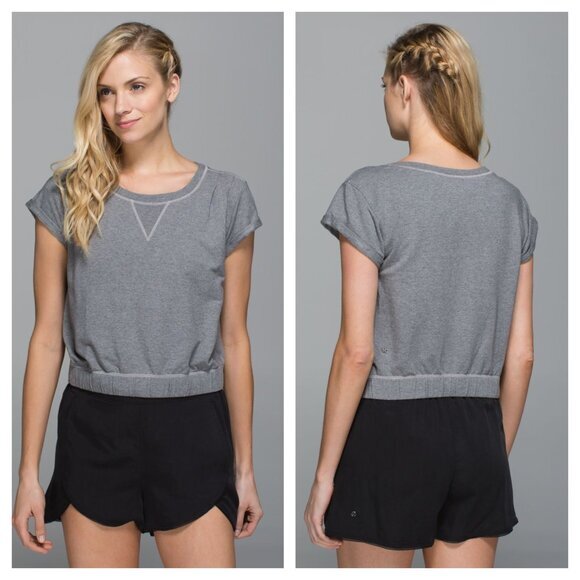 Lululemon Roll Up Crop Top 6 Heathered Mod S/M Grey - Picture 1 of 15